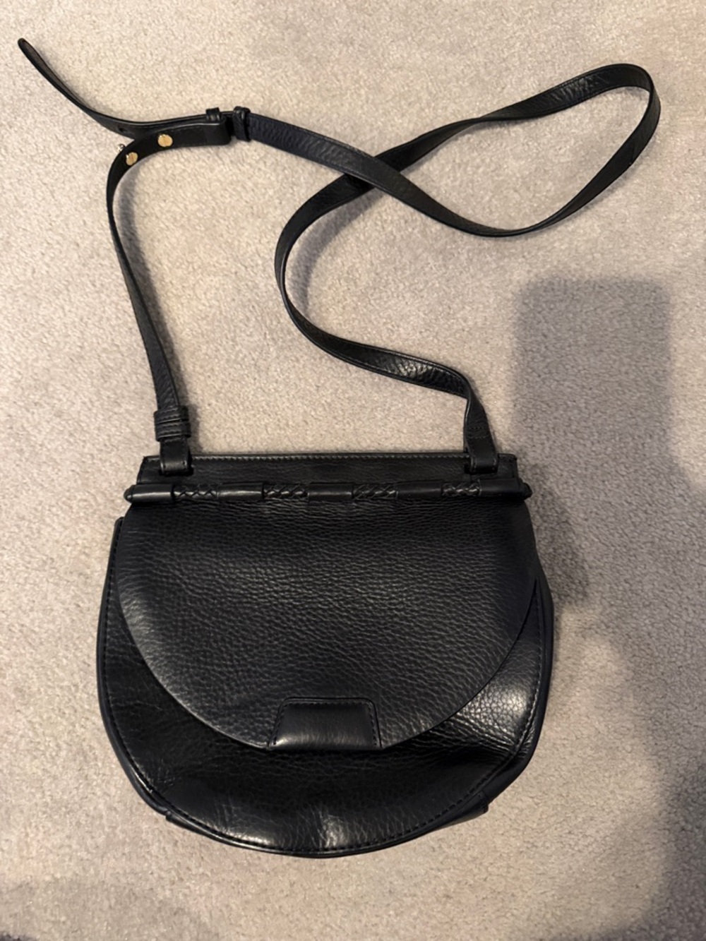 Vince Camuto Black Pebbled Leather Crossbody Bag